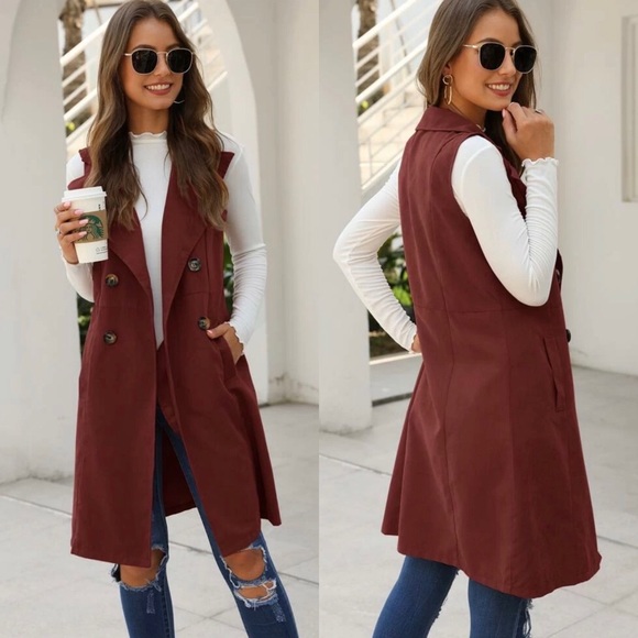 Chic Waterfall Button Detail Slay Long Vest - Picture 5 of 6